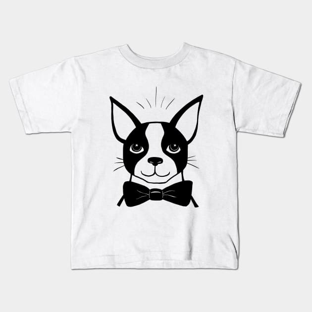 Bowtied Boston Terrier Kids T-Shirt by prettyprettyugly